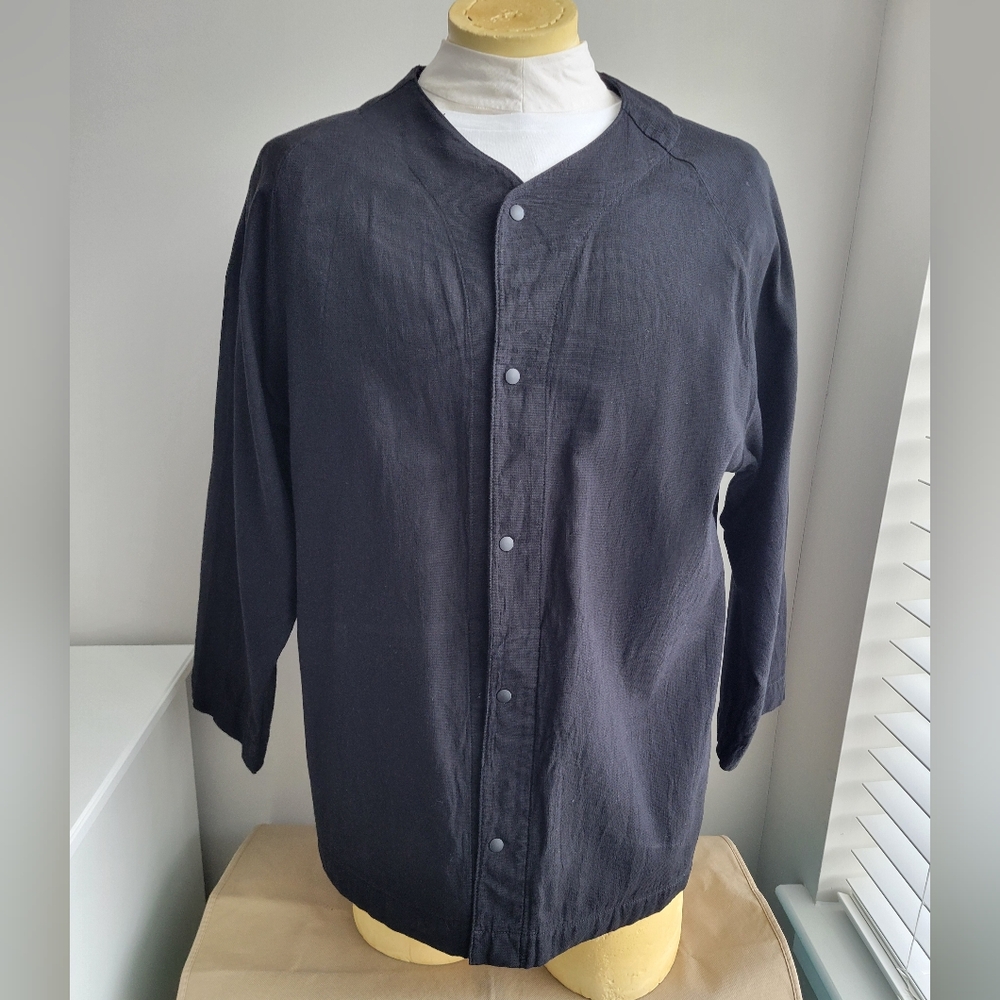 Muji Labo collarless cardigan shirt
